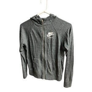 Nike Hoodie Kids Youth XL Unisex Heather Charcoal Dark Gray Full Zip Long Sleeve